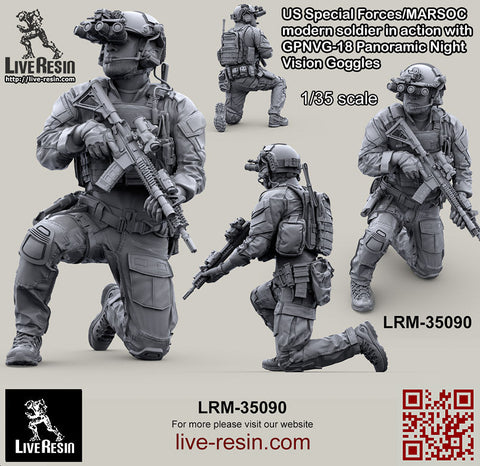 ライブレジン LRM35090 1/35 アメリカ海兵隊特殊作戦コマンド MARSOC インアクション w/GPNVG18 ナイトビジョン 1