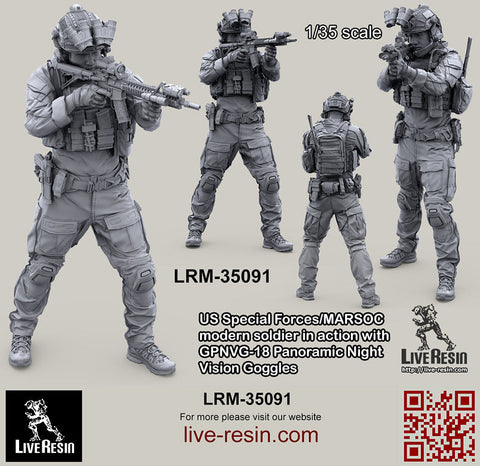 ライブレジン LRM35091 1/35 アメリカ海兵隊特殊作戦コマンド MARSOC インアクション w/GPNVG18 ナイトビジョン 2