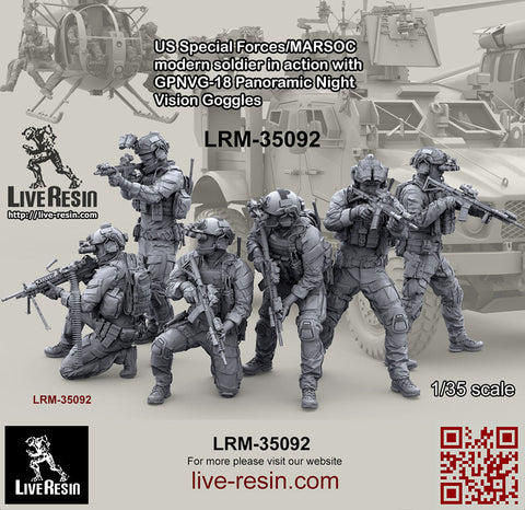 ライブレジン LRM35092 1/35 アメリカ海兵隊特殊作戦コマンド MARSOC インアクション w/GPNVG18 ナイトビジョン 3
