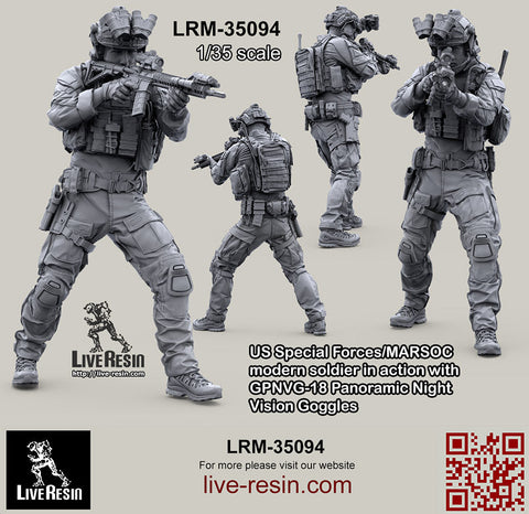 ライブレジン LRM35094 1/35 アメリカ海兵隊特殊作戦コマンド MARSOC インアクション w/GPNVG18 ナイトビジョン 5