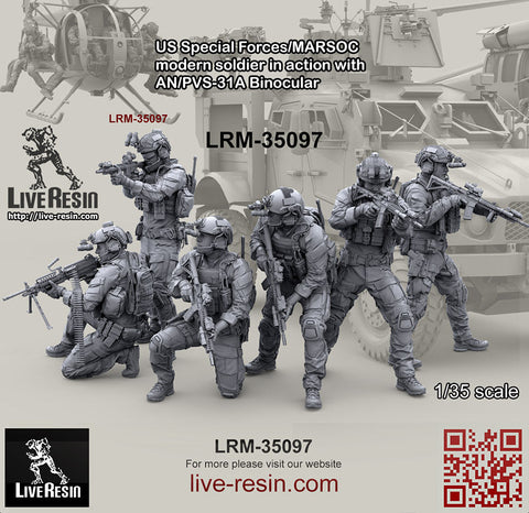 ライブレジン LRM35097 1/35 アメリカ海兵隊特殊作戦コマンド MARSOC インアクション w/AN/PVS31A 1 ナイトビジョン 2
