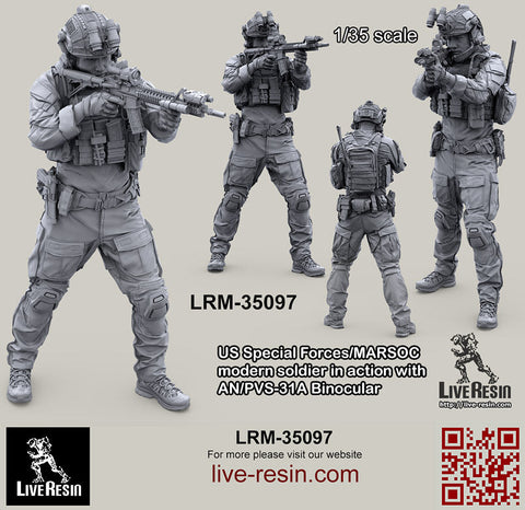 ライブレジン LRM35097 1/35 アメリカ海兵隊特殊作戦コマンド MARSOC インアクション w/AN/PVS31A 1 ナイトビジョン 2