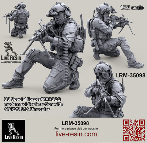 ライブレジン LRM35098 1/35 アメリカ海兵隊特殊作戦コマンド MARSOC インアクション w/AN/PVS31A 1 ナイトビジョン 3