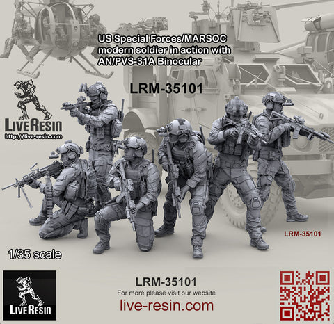 ライブレジン LRM35101 1/35 アメリカ海兵隊特殊作戦コマンド MARSOC インアクション w/AN/PVS31A 1 ナイトビジョン 6