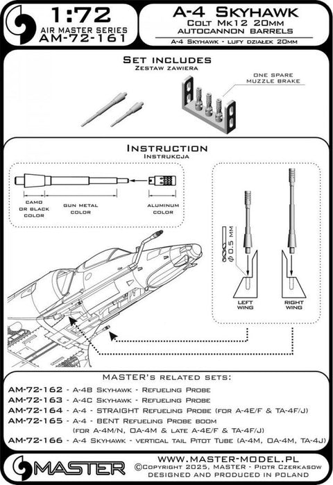 マスター AM-72-161 1/72 A-4 スカイホーク - コルト Mk12 20mm オートキャノン バレル