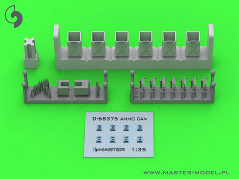 マスター GM-35-071 1/35 初期小型（50発）弾薬缶 (D68375) ブローニング M2HB .50 cal 機関銃 (6ピース) - オープン