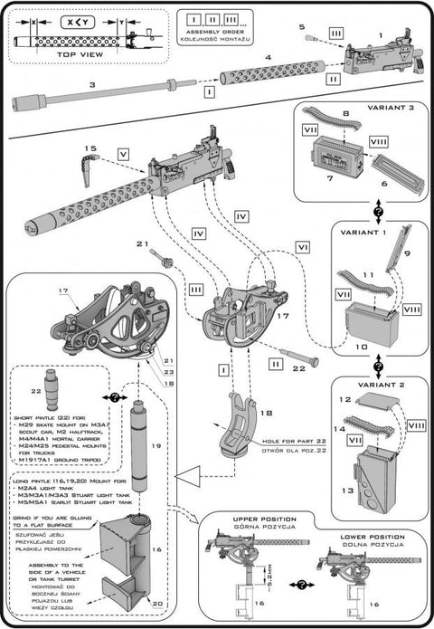 マスター GM-35-087 1/35 ブローニング M1919 A4 .30 cal (7,62mm) - 対空M20 マウント (M3 スチュアート) or D7431 cradle (M3スカウトカー用)