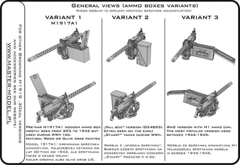 マスター GM-35-087 1/35 ブローニング M1919 A4 .30 cal (7,62mm) - 対空M20 マウント (M3 スチュアート) or D7431 cradle (M3スカウトカー用)