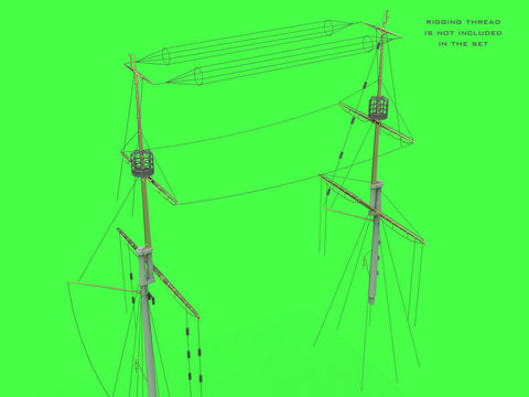 マスター SM-350-117 1/350 SMS フィリブス マスト、ヤード、その他パーツ(トランぺッター用)