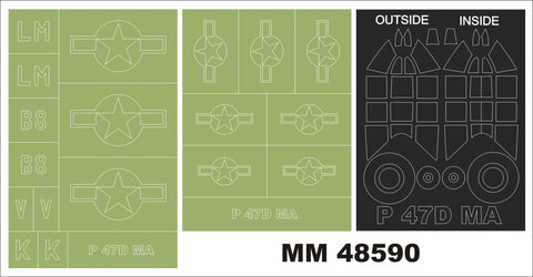 モンテックス MM48590 1/48 P-47D-11RE 2キャノピーマスク(両面) + 2記章マスク (ミニアート48037用)