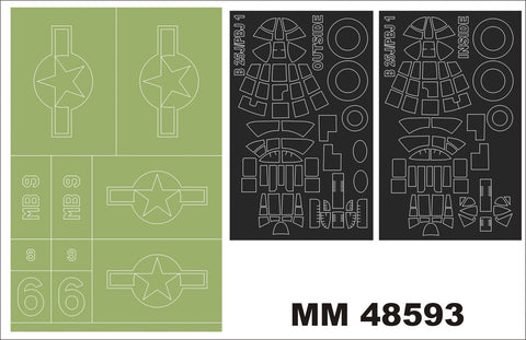 モンテックス MM48593 1/48 PBJ-1J ミッチェル 2キャノピーマスク(両面) +1記章マスク (HKモデル01F016用)
