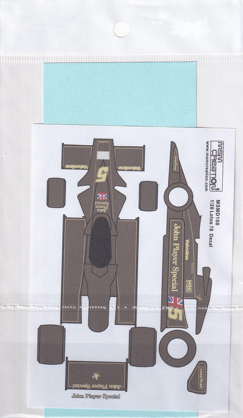 MSMクリエイション MSMD108 1/20 ロータス 78 フルデカール (タミヤ対応)