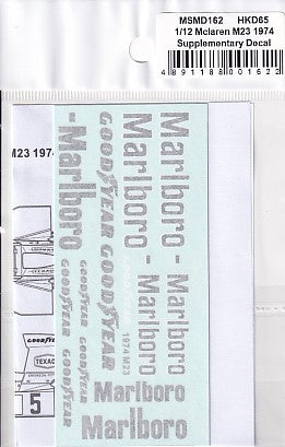MSMクリエイション MSMD162 1/12 マクラーレン M23 1974 マルボロ タバコデカール (タミヤ用)