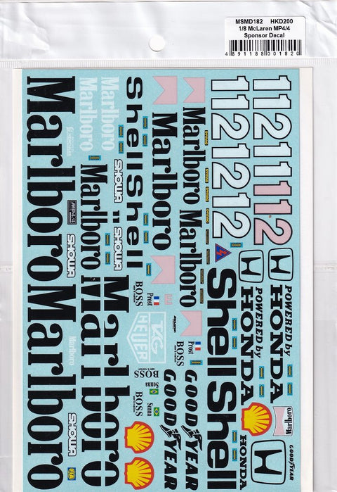 MSMクリエイション MSMD182 1/8 マクラーレン MP4/4 デカール