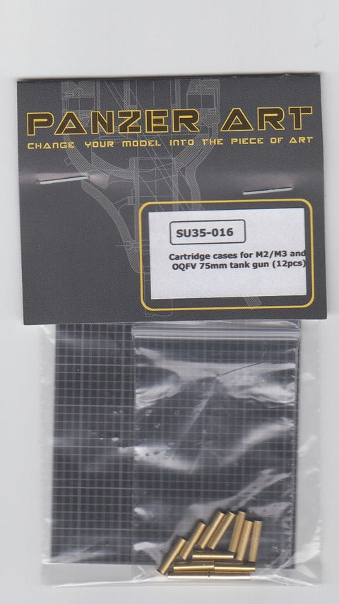パンツァーアート SU35-016 1/35 M2/M3 and OQFV 75mm戦車砲 薬莢 (12個) M3リー, M4 シャーマン 75,クロムウェル