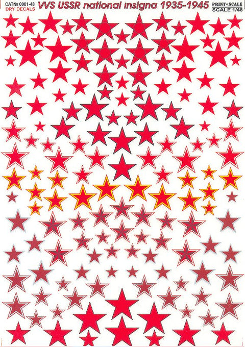 プリントスケール 0001-48 1/48・1/72 ソ連空軍国籍マーク 1935-1940 リミテッドエディション ドライデカール