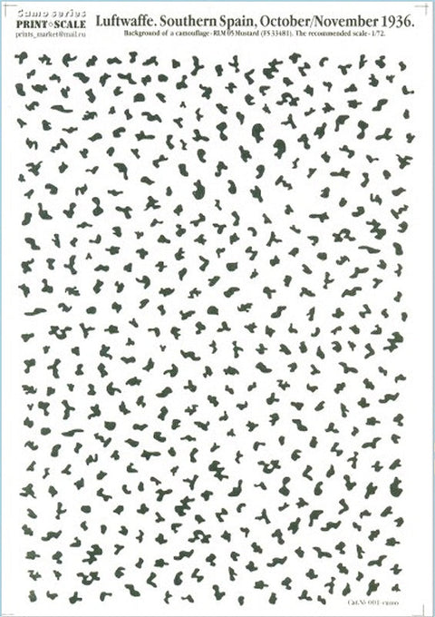 プリントスケール 001-camo 1/72 ドイツ空軍 スペイン南部 1936年10月/11月
