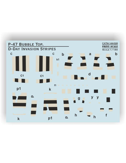 プリントスケール 144-026 1/144 P-47D バブルトップ D-Day Invasion Stripes