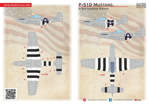 プリントスケール 144-027 1/144 P-51D マスタング D-Day Invasion Stripes