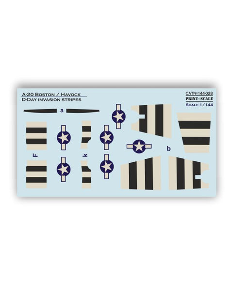 プリントスケール 144-028 1/144 A-20 ボストン/ハボック D-Day Invasion Stripes