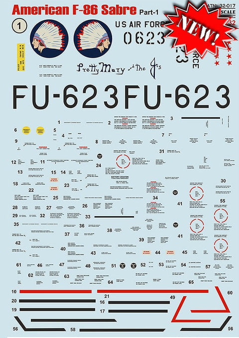 プリントスケール 32-017 1/32 F-86E セイバー Part1 コンプリートセット