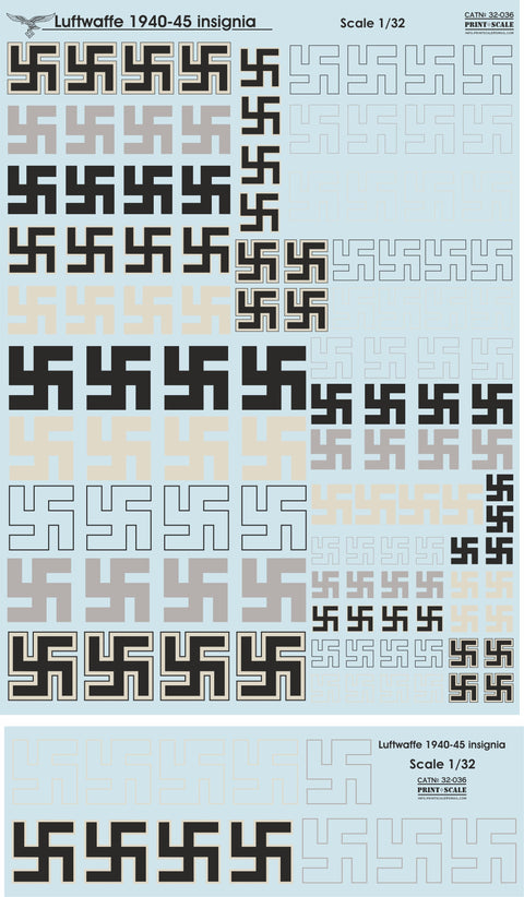 プリントスケール 32-036 1/32 ドイツ空軍記章 1939-1945