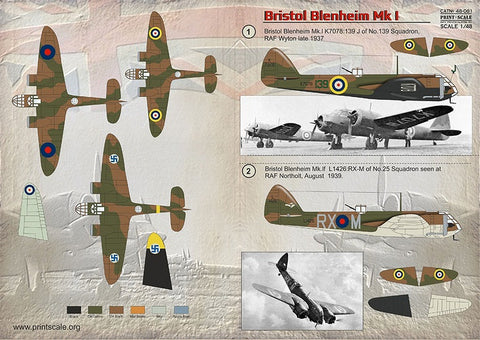 プリントスケール 48-081 1/48 ブリストル ブレニム コンプリートセット