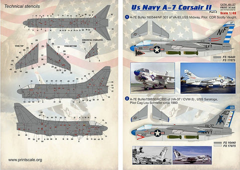 プリントスケール 48-127 1/48 アメリカ海軍 コルセア II A-7 part2 + テクニカルステンシル