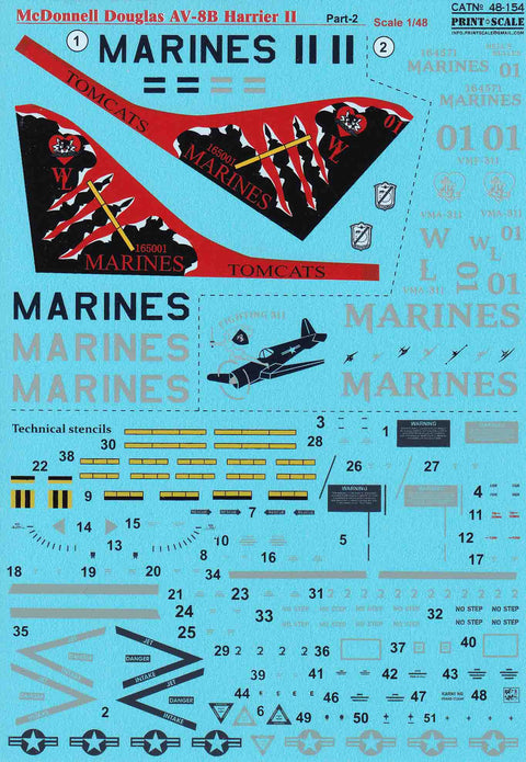 プリントスケール 48-154 1/48 マクドネル・ダグラス AV-8B ハリアーII Part2