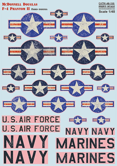 プリントスケール 48-155 1/48 ベトナム戦争 米軍 退色 インシグニア コンプリートセット