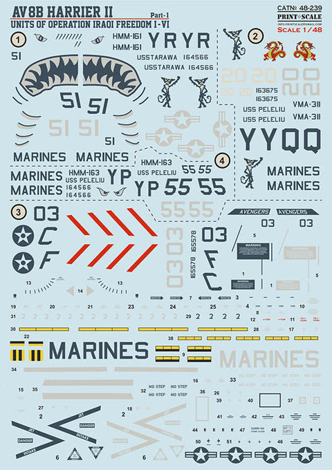 プリントスケール 48-239 1/48 AV-8Bハリアー イラクの自由作戦 パート 1