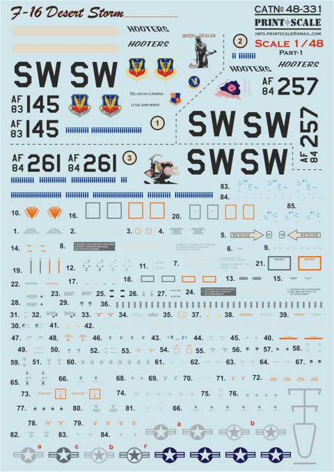 プリントスケール 48-331 1/48 F-16 デザートストーム パート1