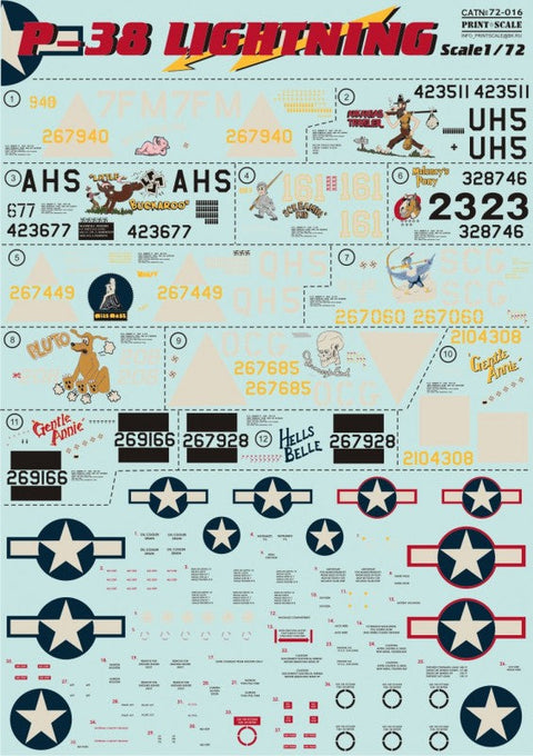 プリントスケール 72-016 1/72 P-38 ライトニング