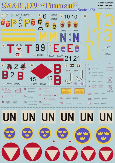 プリントスケール 72-038 1/72 サーブ J29 テュナン