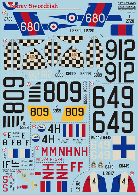 プリントスケール 72-043 1/72 ソードフィッシュ コンプリートセット