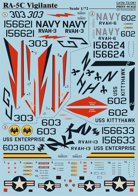 プリントスケール 72-061 1/72 ヴィジランティRA-5C