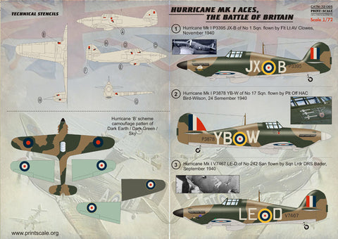 プリントスケール 72-065 1/72 ホーカーハリケーン MK I