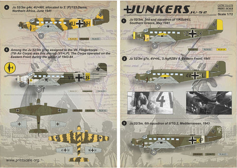 プリントスケール 72-075 1/72 ユンカース JU-52