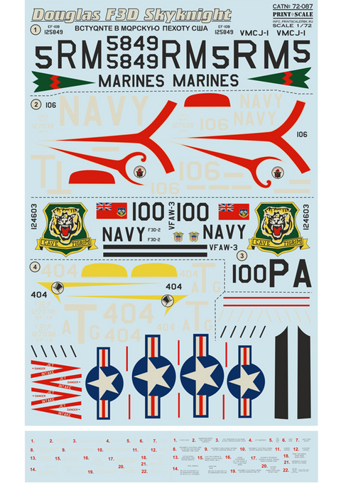 プリントスケール 72-087 1/72 ダグラス F3D スカイナイト