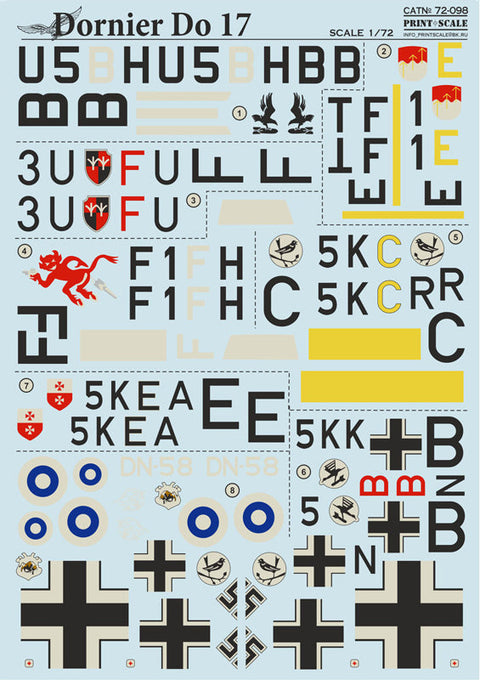 プリントスケール 72-098 1/72 ドルニエ Do17