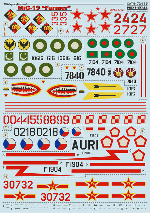 プリントスケール 72-115 1/72 MIG-19 ファーマー