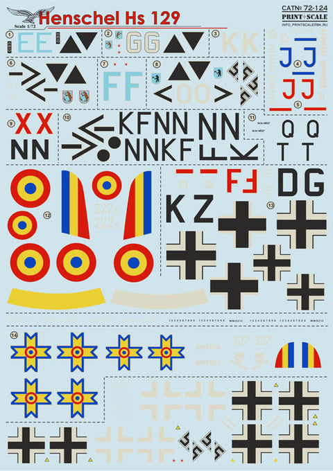 プリントスケール 72-124 1/72 ヘンシェル Hs 129