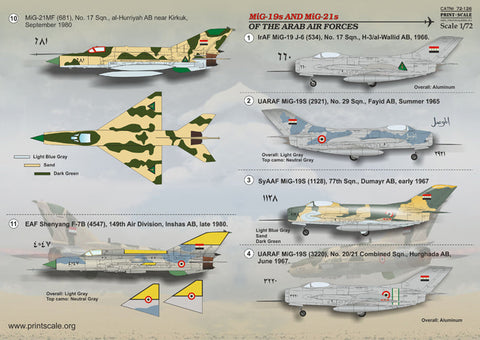 プリントスケール 72-126 1/72 MiG-19s and MiG-21s アラブ空軍