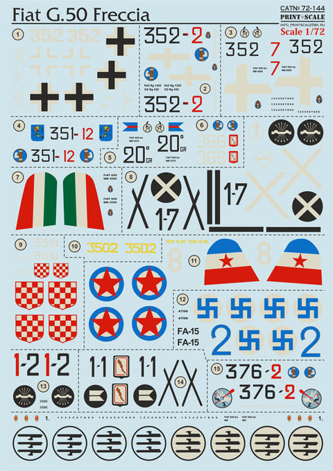 プリントスケール 72-144 1/72 フィアット G.50 フレッチャ