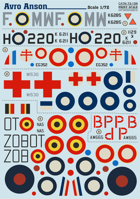 プリントスケール 72-156 1/72 アブロ アンソン