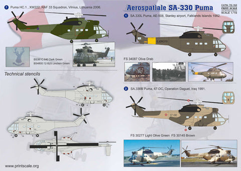 プリントスケール 72-162 1/72 アエロスパシアル SA330プーマ コンプリートセット