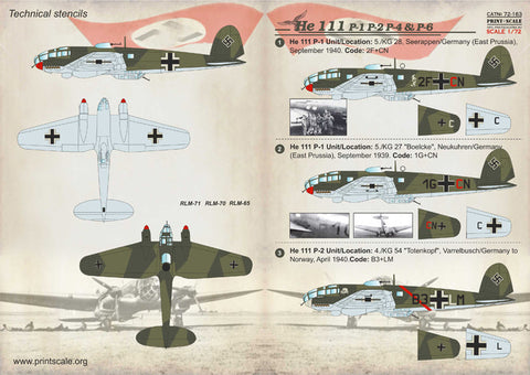 プリントスケール 72-163 1/72 ハインケル He111