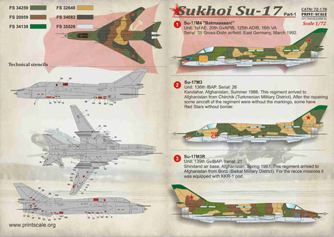 プリントスケール 72-178 1/72 スホーイ Su-17 Part 1