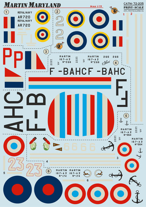 プリントスケール 72-205 1/72 マーチン メリーランド