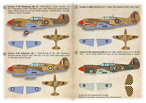 プリントスケール 72-541 1/72 カーチス P-40 ウォーホーク, トマホーク, キティーホーク